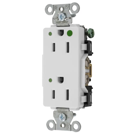 Hubbell Wiring Device-Kellems Straight Blade Receptacle, 5-15R, 15 A, 125V AC, 2 Pole, 3 Wire, Flush Mount, Grounded 2172WL